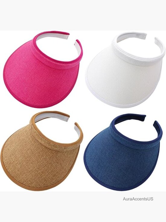 Accessories - 4 Wide Brim Sun Visor Hats UV Protection Golf Visor with Clip for Sports Travel